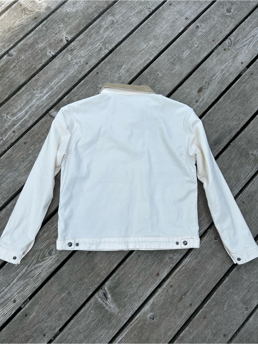 Carhartt White Canvas Jacket with Brown Cord Collar - Picture 6 of 6